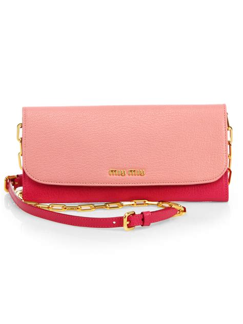 Miu Miu Women’s Madras Bicolor Continental Wallet in Pink